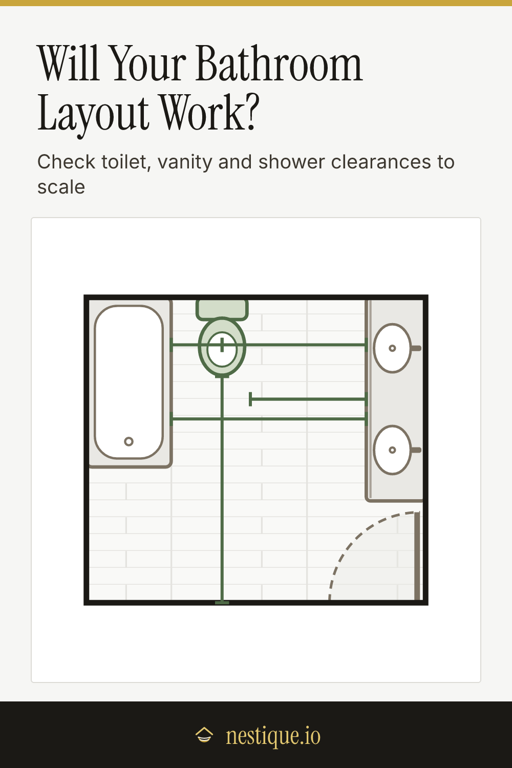 Will Your Bathroom Layout Work?: pinnable guide from Nestique