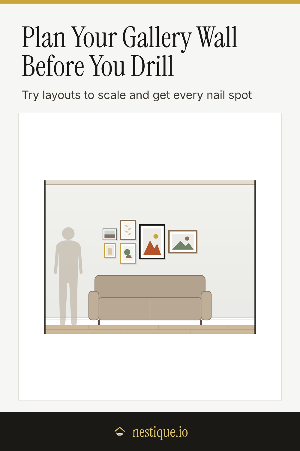 Plan Your Gallery Wall Before You Drill: pinnable guide from Nestique