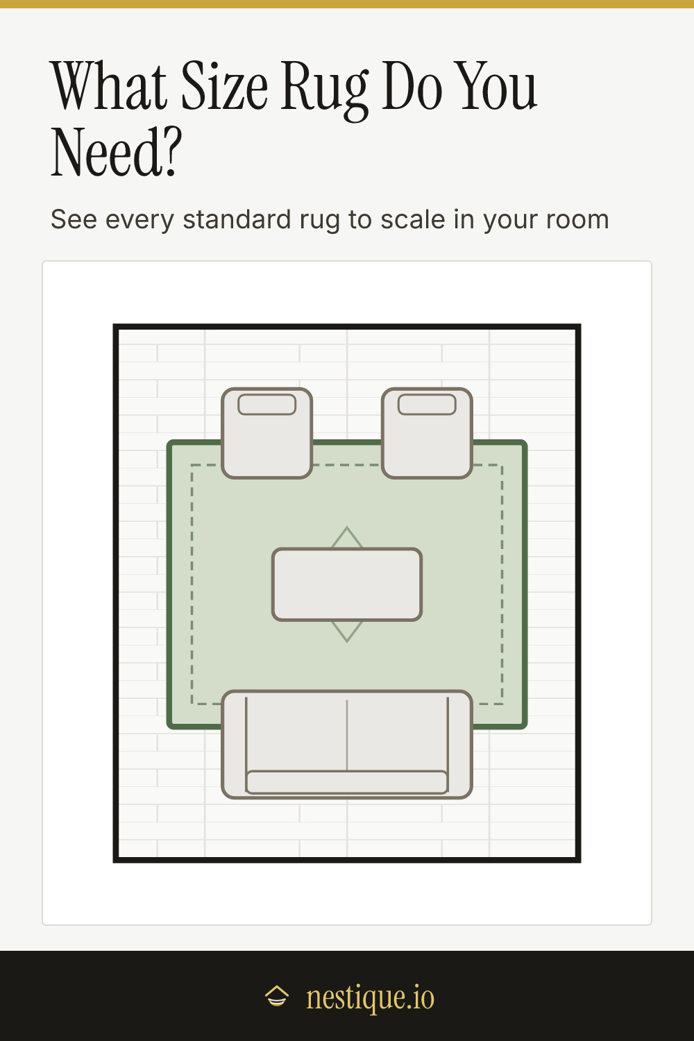 What Size Rug Do You Need?: pinnable guide from Nestique