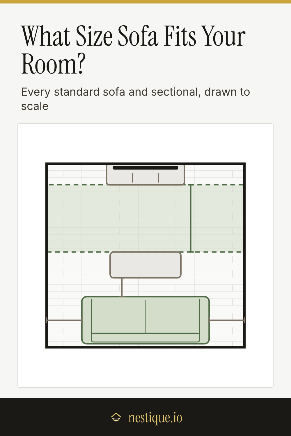 What Size Sofa Fits Your Room?: pinnable guide from Nestique