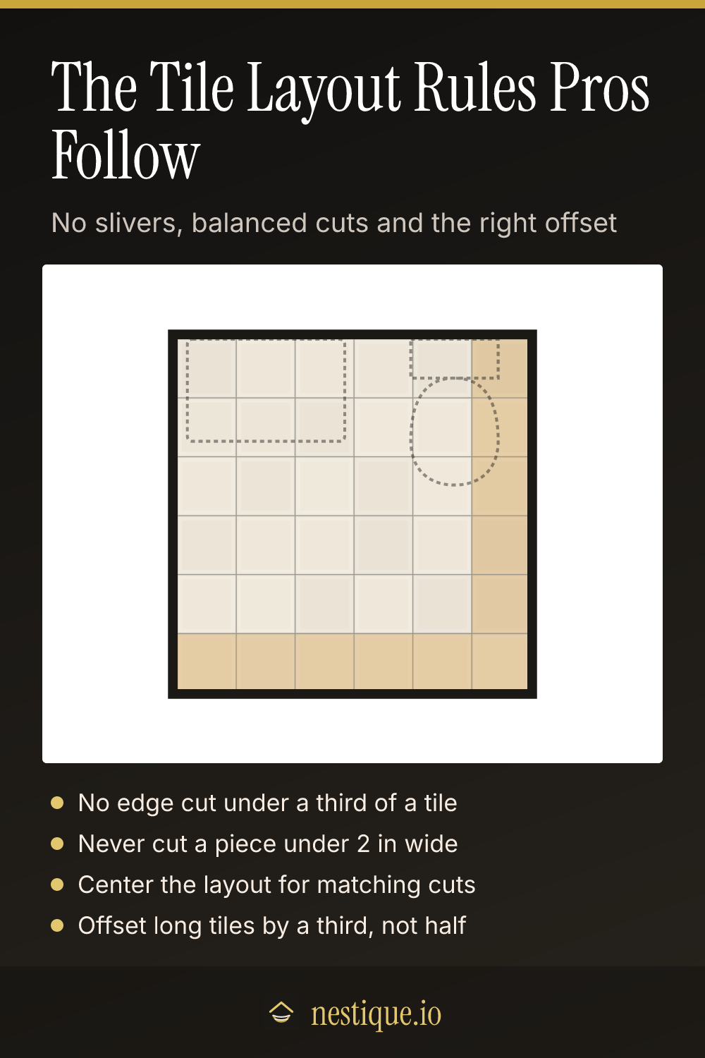 The Tile Layout Rules Pros Follow: pinnable guide from Nestique