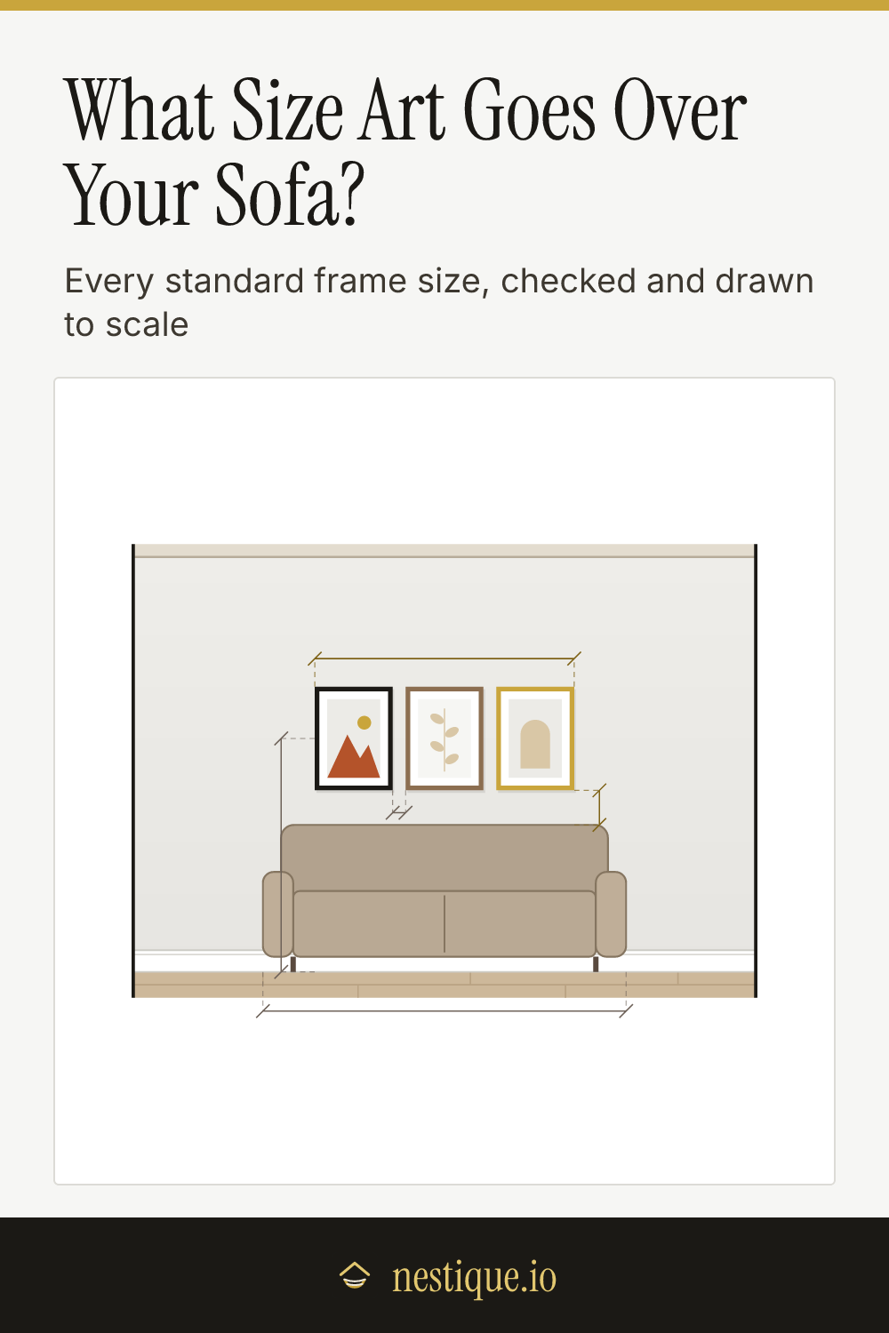 What Size Art Goes Over Your Sofa?: pinnable guide from Nestique
